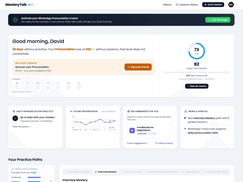 Dashboard with Progression Tree